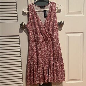 Floral Sleeveless Dress - Red/Pink